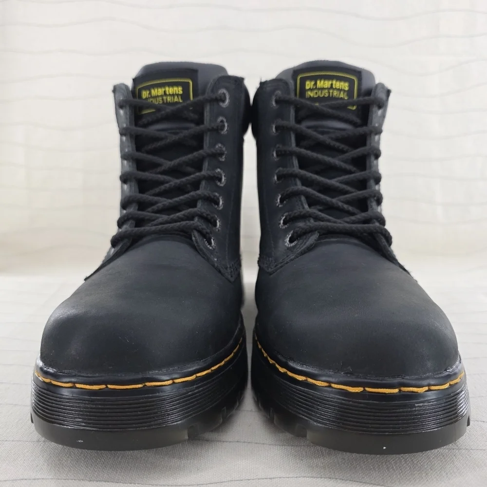 Dr Martens Mens Industrial Black Leather Soft Toe Work Boots ASTM F2892-11 Sz 8